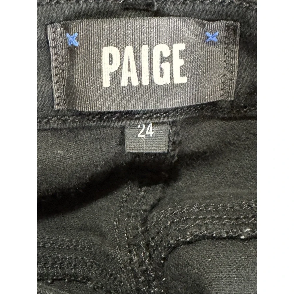PAIGE‎ Stella High-Rise Straight Jeans Black Overdye Size 24 NWOT Stretch